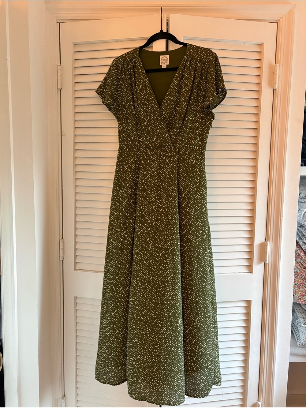 Blue Rain white and green polka dot maxi dress